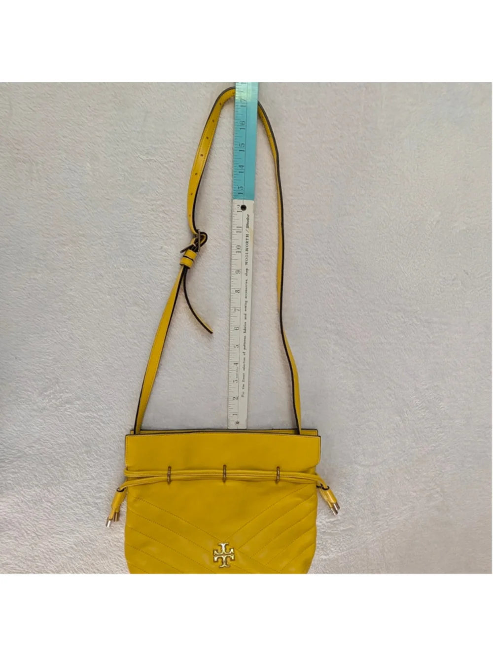 Tory Burch Kira Chevron Yellow Mini Bucket Bag - Flaws